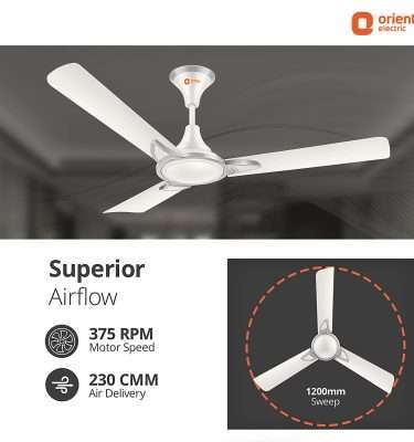 Orient Electric Kiara Shine 1200mm High Speed Ceiling Fan (Pearl White)