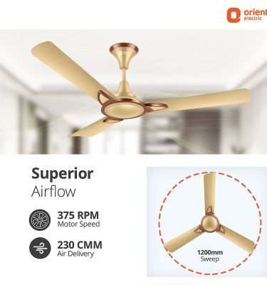 Orient Electric Kiara Shine 1200mm High Speed Ceiling Fan (Chocolate Gold)