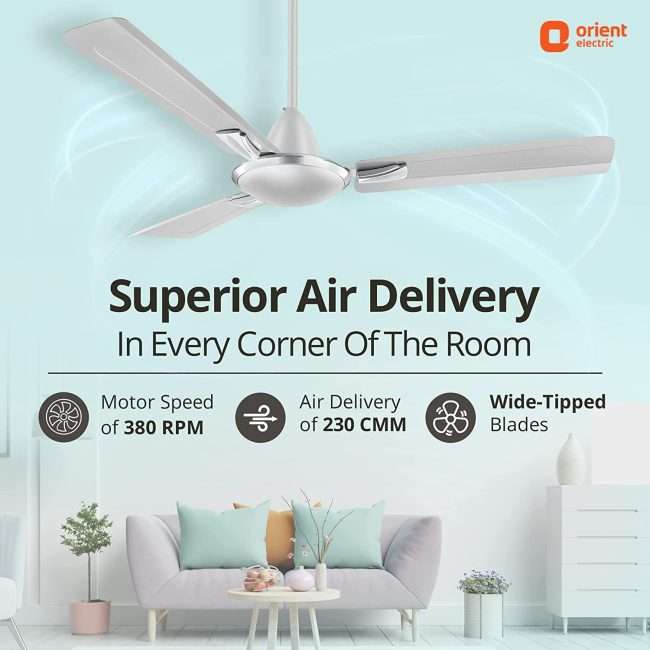 Orient Electric Gratia 1200 MM Deco Fan (Silky Silver)