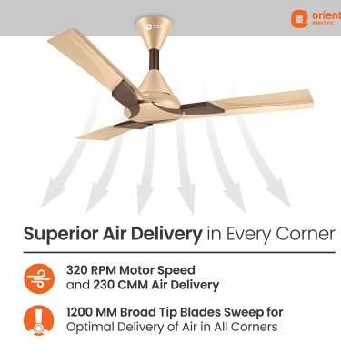 Orient Electric Wendy 1200mm Ceiling Fan (Topaz Gold/Brown)