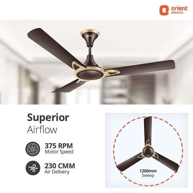 Orient Electric Kiara Shine 1200mm High Speed Ceiling Fan (Hickory Brown)