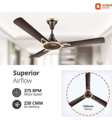 Orient Electric Kiara Shine 1200mm High Speed Ceiling Fan (Hickory Brown)