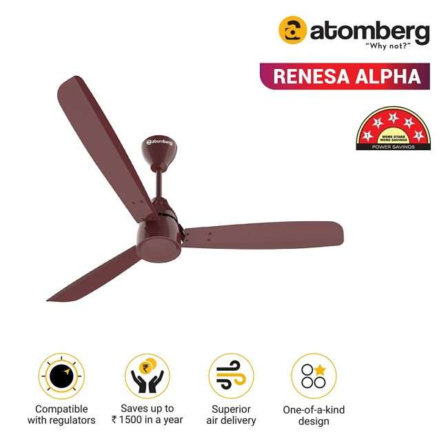 atomberg Renesa Alpha 1200mm BLDC Motor 5 Star Rated Ceiling Fans