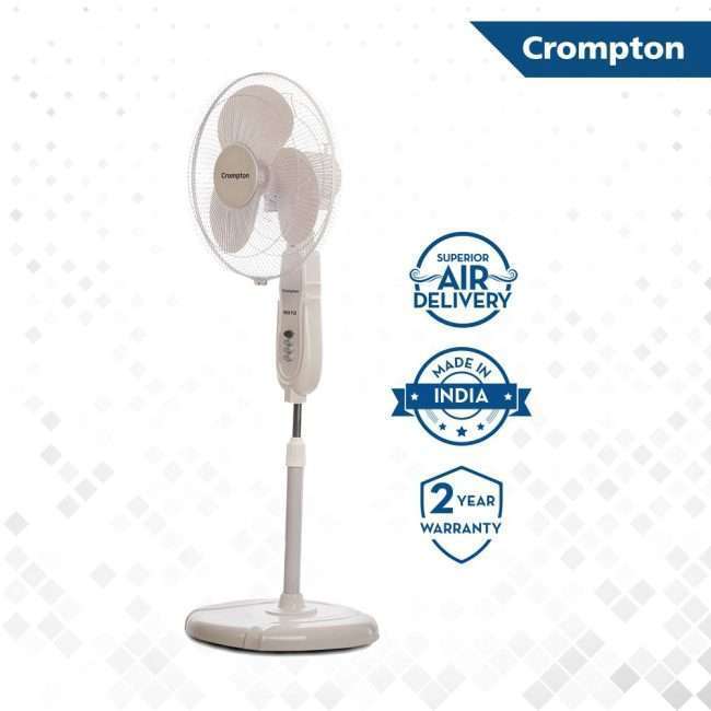 Crompton High Flo Neo High Speed 400 mm (16 inch) Pedestal Fan (White)