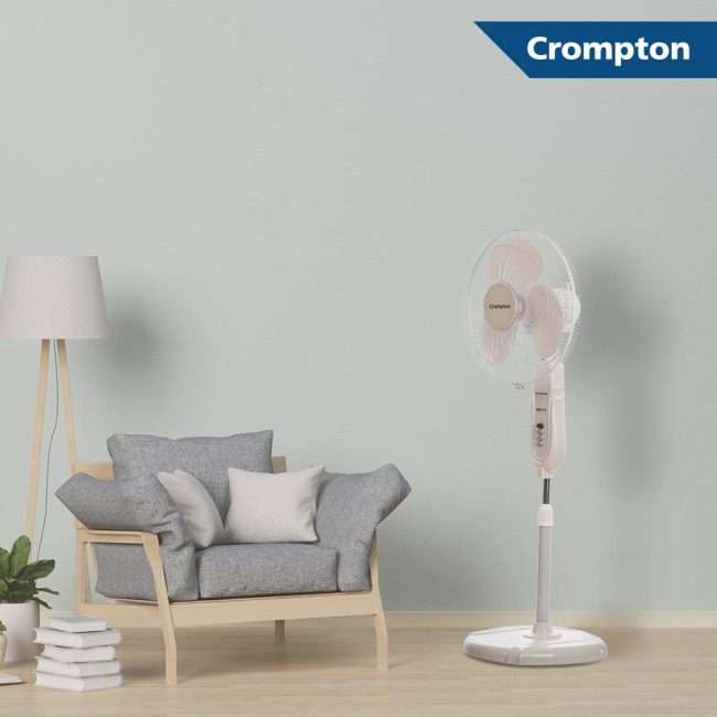 Crompton High Flo Neo High Speed 400 mm (16 inch) Pedestal Fan (White)