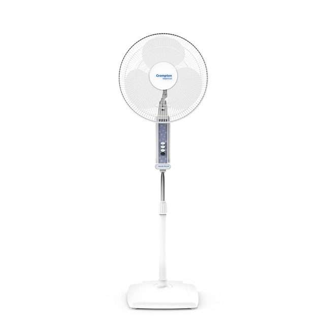 Crompton Wave Plus 400-mm (16 inch) 60W Oscillating Pedestal Fan (White)