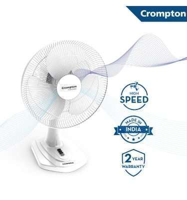 Crompton HighSpeed Torpedo 400-MM 125 Watts Table Fan (KD White)