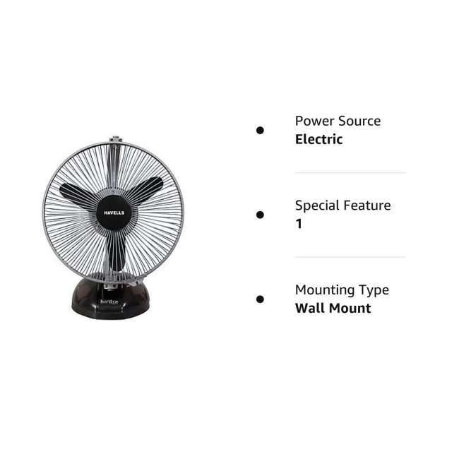 Havells Birdie 230mm Personal Fan (Black Grey)