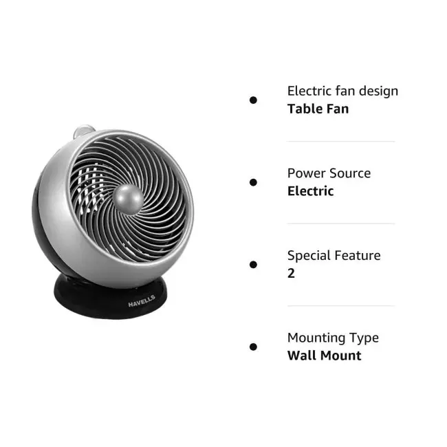 Havells I Cool 175mm Personal Fan (Black Grey)