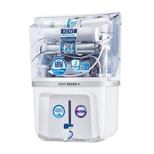 KENT Grand Plus Advanced RO Water Purifier (11099) | RO+UV+UF+TDS Control+UV in Tank | Wall Mountable| Zero Water Wastage | Patented Mineral RO Technology| 9L Storage | 20 L/hr Output | White