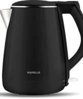 Havells Aqua Plus 1.2 litre Double Wall Kettle / 304 Stainless Steel Inner Body / Cool touch outer body / Wider mouth/ 2 Year warranty (Black, 1500 Watt)