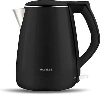 Havells Aqua Plus 1.2 litre Double Wall Kettle / 304 Stainless Steel Inner Body / Cool touch outer body / Wider mouth/ 2 Year warranty (Black, 1500 Watt)