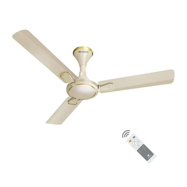 Havells Milor BLDC 1200mm Energy Saving with Remote Control 5 Star Ceiling Fan (Pearl Ivory Gold)