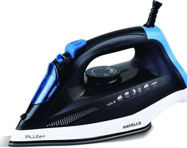 HAVELLS Plush 1600 W Steam Iron with Steam Burst, Vertical, Horizontal Ironing, Anti Drip, Self-Cleaning ,Anti Calc Technology & 2 Years Warranty. (Black)