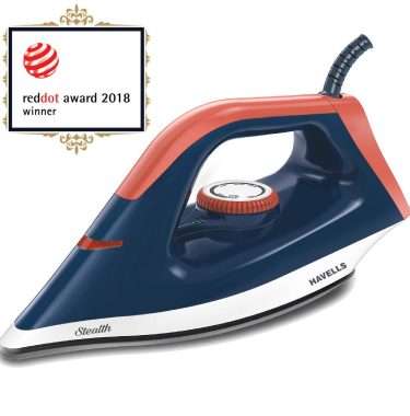 Havells Stealth 1000 watt Dry Iron With American Heritage Non Stick Sole Plate, Aerodynamic Design, Easy Grip Temperature Knob & 2 years Warranty. (Blue)