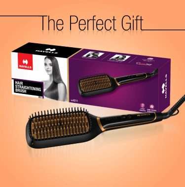 Hevells Ionic & Keratin Hair STRAIGHTENING Brush (Black) HS4211