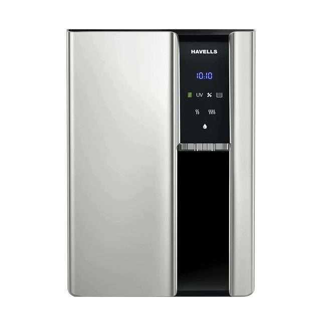 Havells Gracia Alkaline Water Purifier, Hot, Warm and Ambient dispensing, Cu+Zn+ Alkaline+natural minerals, 7 stage Purification, 6.8L SS tank, RO+UV+UV LED, 24*7 Tank Sanitization, (Silver & Black)