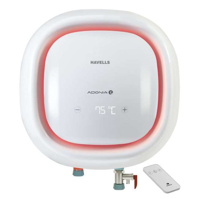 Havells Adonia R 25 Litre Vertical Storage Water Heater 5 Star With Remote Control (White), Wall Mounting