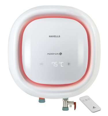 Havells Adonia R 25 Litre Vertical Storage Water Heater 5 Star With Remote Control (White), Wall Mounting