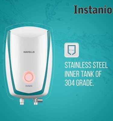 Havells Instanio 3-Litre Instant Geyser (White/Blue), Wall Mount