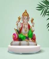 Ganesha Idol Statue Figurine (10 cm X 5 cm X 9.5 cm) - Decorations Items for Home Gifts (Multicolour, Resin)