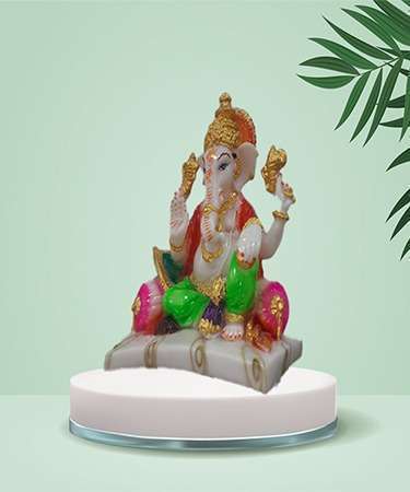 Ganesha Idol Statue Figurine (10 cm X 5 cm X 9.5 cm) - Decorations Items for Home Gifts (Multicolour, Resin)