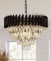 FLOSTON Modern Crystal Chandeliers Black Gold